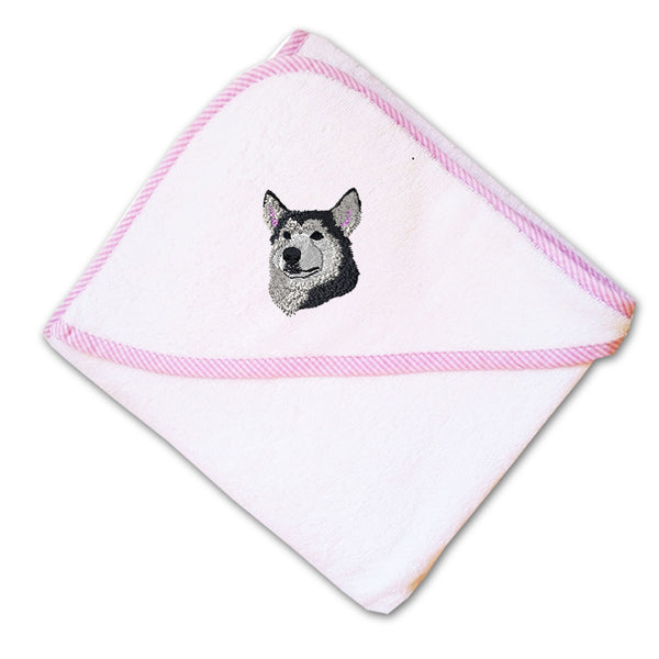 Baby Hooded Towel Siberian Husky Head A Embroidery Kids Bath Robe Cotton - Cute Rascals