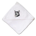 Baby Hooded Towel Siberian Husky Head A Embroidery Kids Bath Robe Cotton