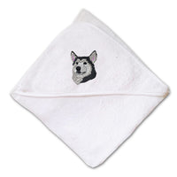 Baby Hooded Towel Siberian Husky Head A Embroidery Kids Bath Robe Cotton - Cute Rascals