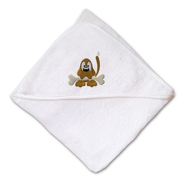 Baby Hooded Towel Dog with Bone Embroidery Kids Bath Robe Cotton