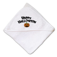 Baby Hooded Towel Happy Halloween Pumpkin Embroidery Kids Bath Robe Cotton - Cute Rascals