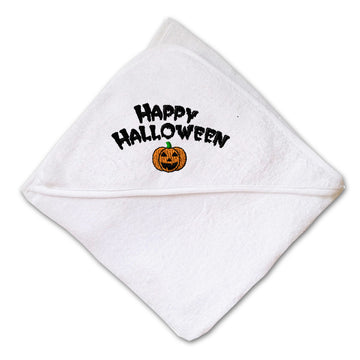 Baby Hooded Towel Happy Halloween Pumpkin Embroidery Kids Bath Robe Cotton