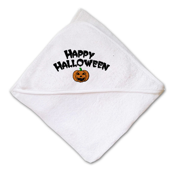 Baby Hooded Towel Happy Halloween Pumpkin Embroidery Kids Bath Robe Cotton - Cute Rascals