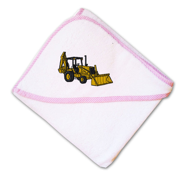 Baby Hooded Towel Backhoe Loader A Embroidery Kids Bath Robe Cotton - Cute Rascals