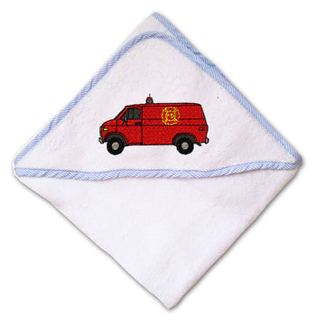 Baby Hooded Towel Fire Van Embroidery Kids Bath Robe Cotton