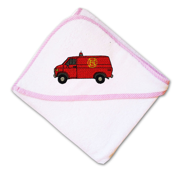 Baby Hooded Towel Fire Van Embroidery Kids Bath Robe Cotton - Cute Rascals