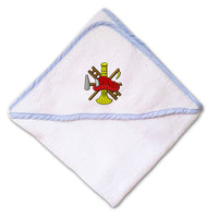 Baby Hooded Towel Fireman Logo Axe Helmet Ladder Embroidery Kids Bath Robe - Cute Rascals