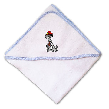 Baby Hooded Towel Dalmatian Firefighter Helmet Embroidery Kids Bath Robe Cotton