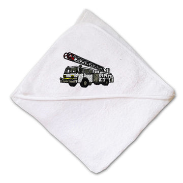 Baby Hooded Towel Firefighter Truck Hook and Ladder Embroidery Kids Bath Robe