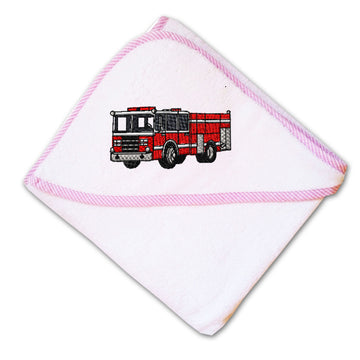 Baby Hooded Towel Fire Engine Truck A Embroidery Kids Bath Robe Cotton