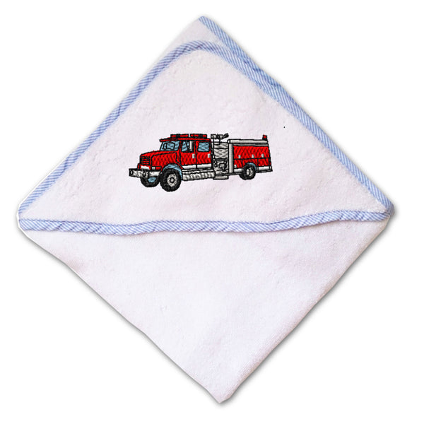 Baby Hooded Towel Fire Engine Truck B Embroidery Kids Bath Robe Cotton - Cute Rascals