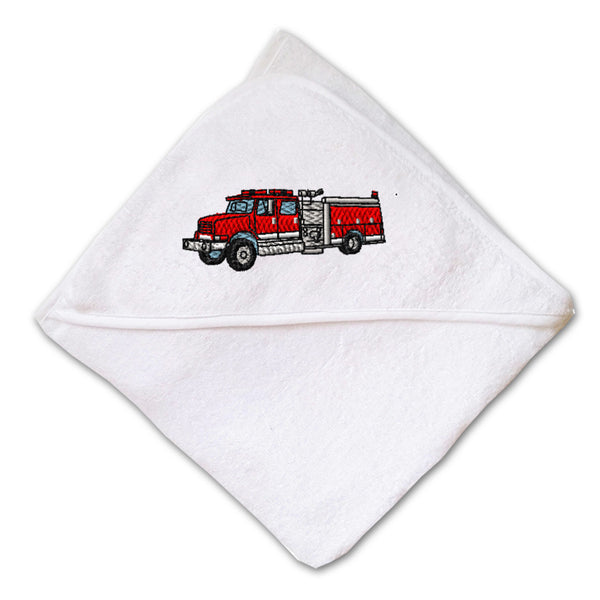 Baby Hooded Towel Fire Engine Truck B Embroidery Kids Bath Robe Cotton - Cute Rascals