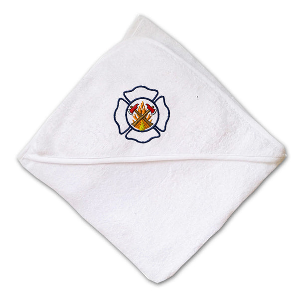 Baby Hooded Towel Firefighting Logo Occupations A Embroidery Kids Bath Robe - Cute Rascals