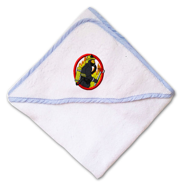 Baby Hooded Towel Firefighter with Mask Embroidery Kids Bath Robe Cotton - Cute Rascals