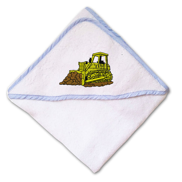 Baby Hooded Towel Bulldozer Construction A Embroidery Kids Bath Robe Cotton - Cute Rascals