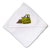 Baby Hooded Towel Bulldozer Construction A Embroidery Kids Bath Robe Cotton - Cute Rascals