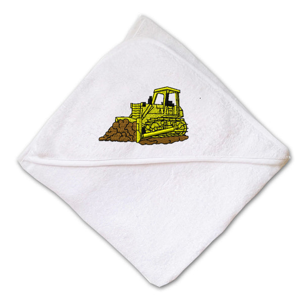 Baby Hooded Towel Bulldozer Construction A Embroidery Kids Bath Robe Cotton - Cute Rascals