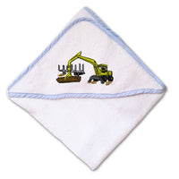 Baby Hooded Towel Logging Excavator Construction Embroidery Kids Bath Robe - Cute Rascals