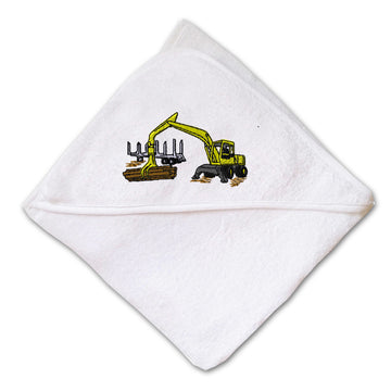 Baby Hooded Towel Logging Excavator Construction Embroidery Kids Bath Robe