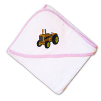 Baby Hooded Towel Old Tractor Orange Embroidery Kids Bath Robe Cotton - Cute Rascals