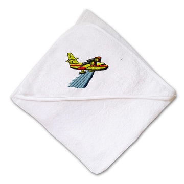 Baby Hooded Towel Fire Plane Embroidery Kids Bath Robe Cotton