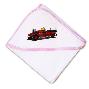 Baby Hooded Towel Antique Fire Truck Embroidery Kids Bath Robe Cotton