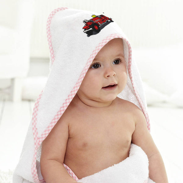 Baby Hooded Towel Antique Fire Truck Embroidery Kids Bath Robe Cotton - Cute Rascals