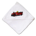 Baby Hooded Towel Antique Fire Truck Embroidery Kids Bath Robe Cotton
