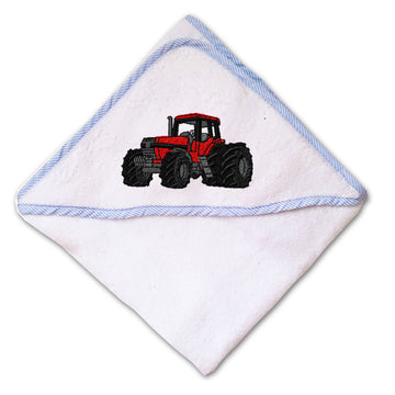 Baby Hooded Towel Tractor Machine C Embroidery Kids Bath Robe Cotton