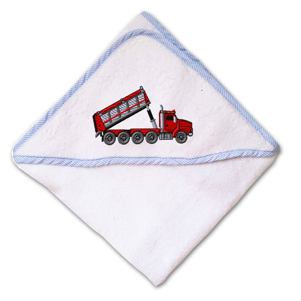 Baby Hooded Towel 4 Axle Dump Truck Embroidery Kids Bath Robe Cotton - Cute Rascals