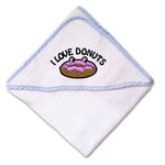 Baby Hooded Towel I Love Donut Embroidery Kids Bath Robe Cotton - Cute Rascals