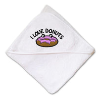 Baby Hooded Towel I Love Donut Embroidery Kids Bath Robe Cotton - Cute Rascals