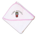 Baby Hooded Towel I Love Pop Corn Embroidery Kids Bath Robe Cotton