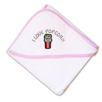 Baby Hooded Towel I Love Pop Corn Embroidery Kids Bath Robe Cotton - Cute Rascals