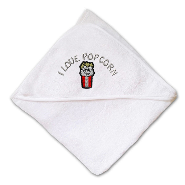 Baby Hooded Towel I Love Pop Corn Embroidery Kids Bath Robe Cotton - Cute Rascals