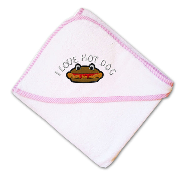 Baby Hooded Towel I Love Hot Dogs Embroidery Kids Bath Robe Cotton - Cute Rascals