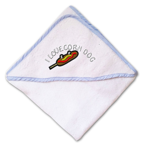 Baby Hooded Towel I Love Corn Dog Embroidery Kids Bath Robe Cotton - Cute Rascals