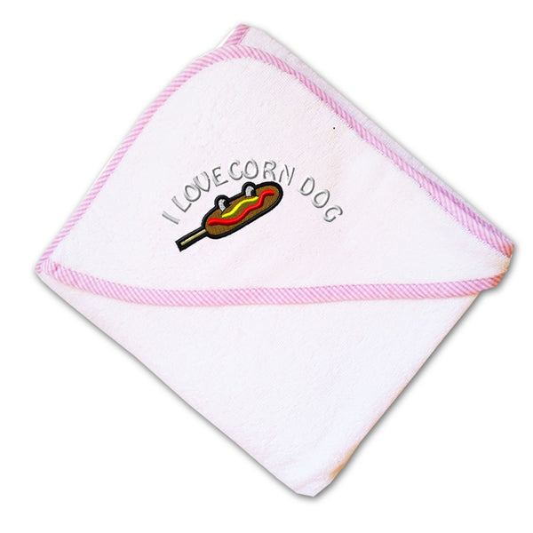 Baby Hooded Towel I Love Corn Dog Embroidery Kids Bath Robe Cotton - Cute Rascals