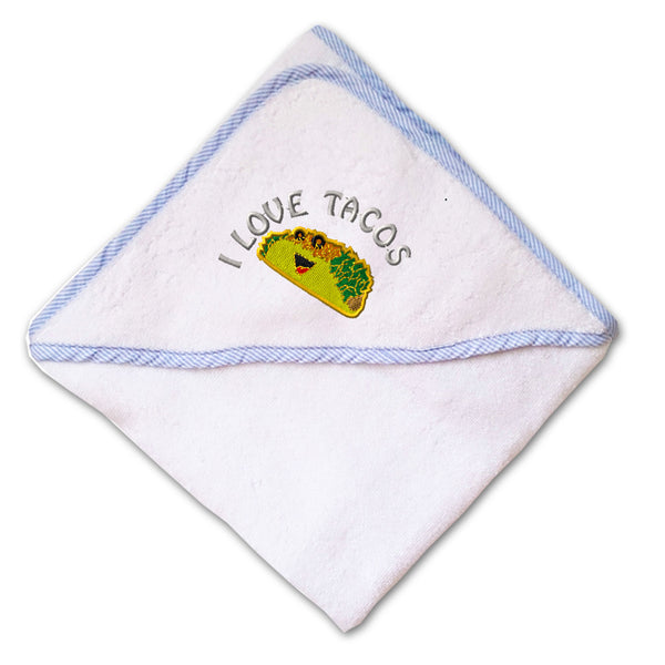 Baby Hooded Towel I Love Tacos Taco Embroidery Kids Bath Robe Cotton - Cute Rascals