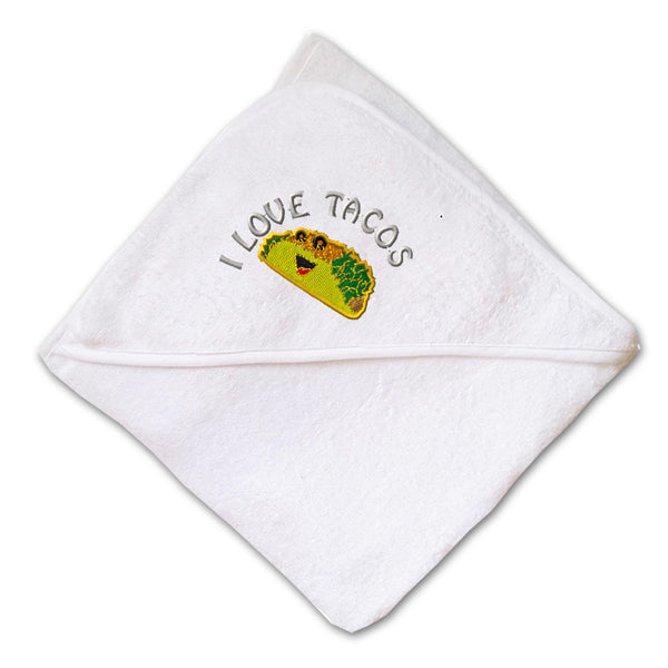 Baby Hooded Towel I Love Tacos Taco Embroidery Kids Bath Robe Cotton - Cute Rascals