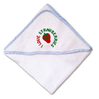 Baby Hooded Towel I Love Strawberries Embroidery Kids Bath Robe Cotton - Cute Rascals