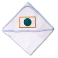 Baby Hooded Towel Earth Flag A Embroidery Kids Bath Robe Cotton
