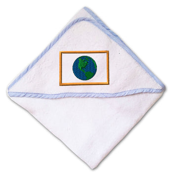 Baby Hooded Towel Earth Flag A Embroidery Kids Bath Robe Cotton