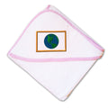 Baby Hooded Towel Earth Flag A Embroidery Kids Bath Robe Cotton
