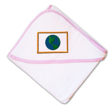 Baby Hooded Towel Earth Flag A Embroidery Kids Bath Robe Cotton
