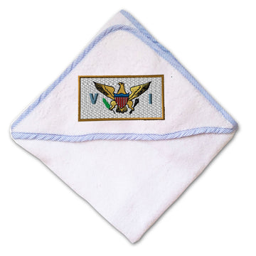 Baby Hooded Towel Virgin Island Embroidery Kids Bath Robe Cotton