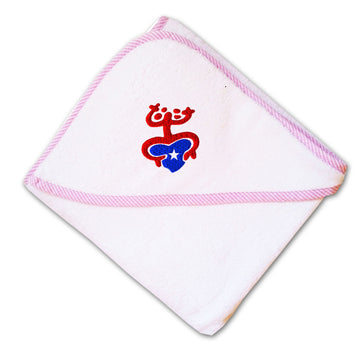 Baby Hooded Towel Puerto Rican Flag Coqui Taino Embroidery Kids Bath Robe Cotton