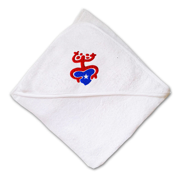 Baby Hooded Towel Puerto Rican Flag Coqui Taino Embroidery Kids Bath Robe Cotton - Cute Rascals