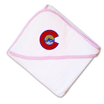 Baby Hooded Towel Colorado Flag Style 2 Embroidery Kids Bath Robe Cotton