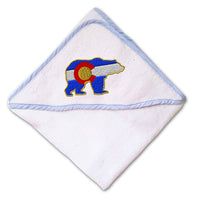 Baby Hooded Towel Colorado State Flag Bear Embroidery Kids Bath Robe Cotton - Cute Rascals